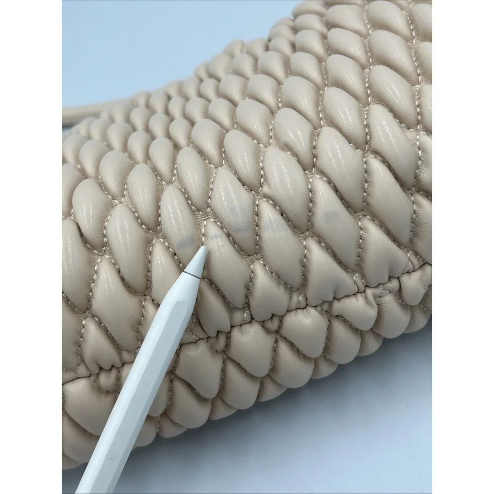 Dumpling Bag Quilted Clutch Handbag Cloud‎ Crossbody Purse Fashion Beige